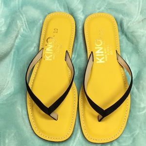 KINO Sandals of Key West Fl. Leather,Size 10. Model Thin-strap. Yellow. New.
